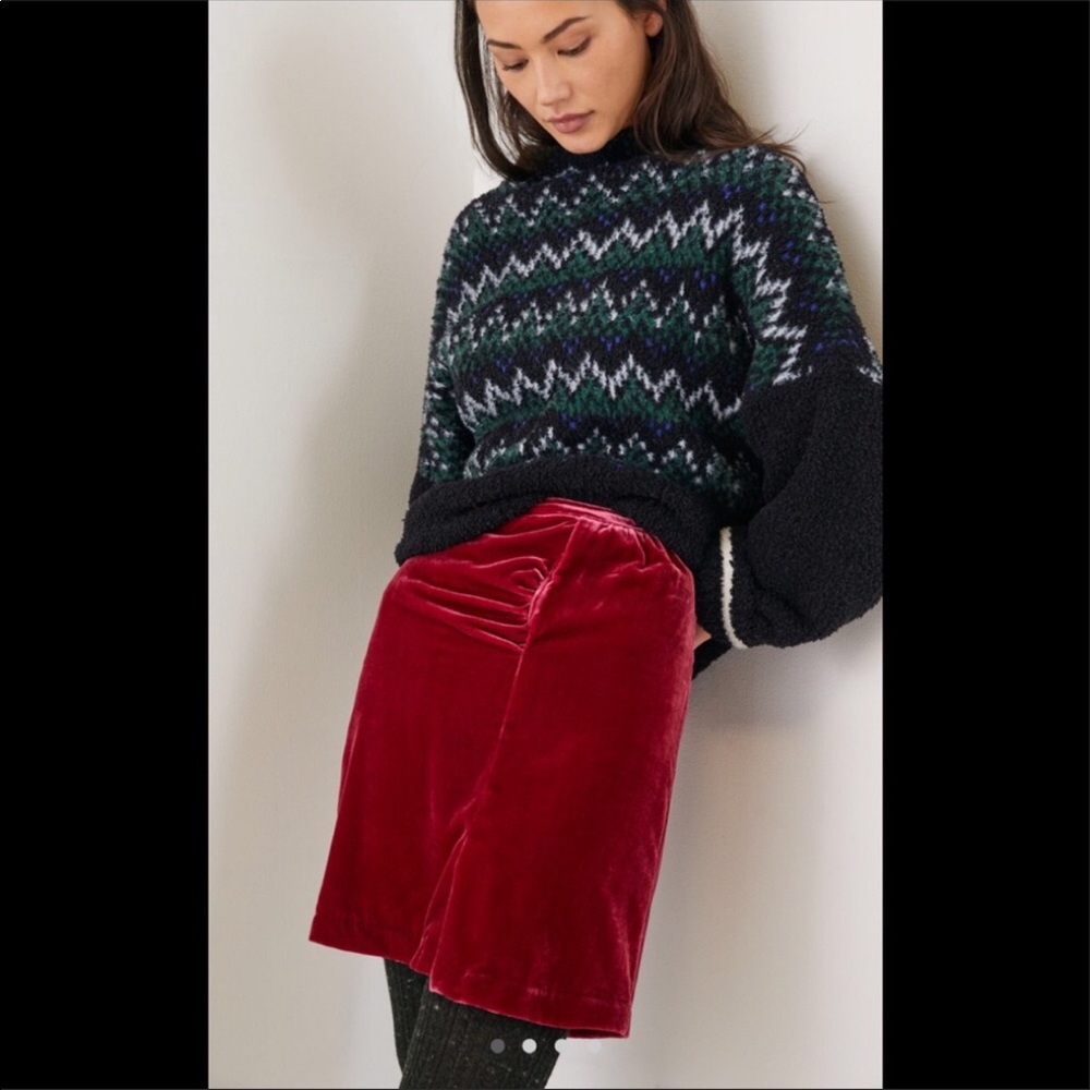 NWT Anthropology Montie raspberry velvet skirt 16